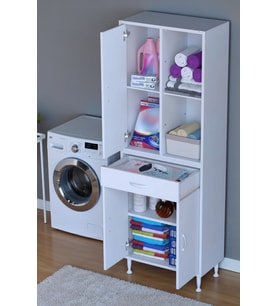 Eliusta Vellum Beyaz Dolap 60x173x32,5 cm Ebatlarında Çok Fonksiyonlu 60 cm Genişlikte Banyo Dolabı