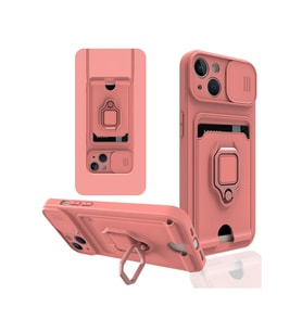 Pilelistore   iPhone 15 Kılıf Zuma Kartvizitli Yüzüklü Silikon - Pembe