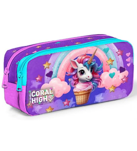 Coral High Kız Çocuk Mor Pembe İki Bölmeli İlkokul Kalem Çantası