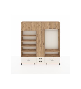 Arges Dolap 18 Raflı 4 Çekmeceli Tek Askılı 220x30x243 Çam-Çam/Aytaşı