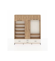 Arges Dolap 18 Raflı 4 Çekmeceli Tek Askılı 220x30x243 Çam-Çam/Aytaşı