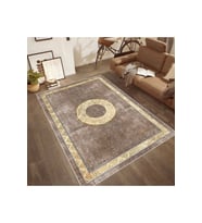 Rovigo Home Dijital Baskı Yıkanabilir Kaymaz Taban Salon Halısı RVG1832-SD1190 (Kahverengi)