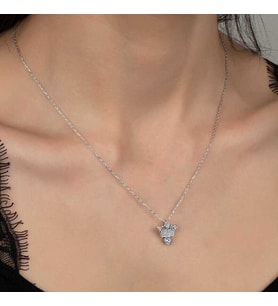 Ucarticaret S-warovski Taşlı Gümüş Kral Tacı Bayan Kolye