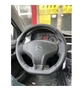 Citroen C-Elysee Araca Özel Direksiyon Kılıfı Uyumlu (Nokta Düz) Siyah Dikişli