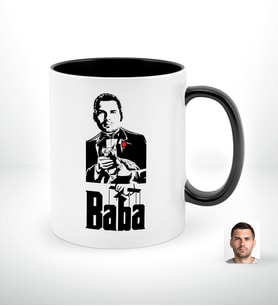 BK Gift Kişiye Özel Babalar Günü Hediyesi Godfather Baba Tasarımlı Siyah Beyaz Kupa Bardak-2