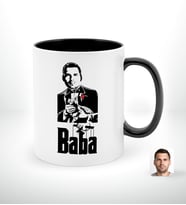 BK Gift Kişiye Özel Babalar Günü Hediyesi Godfather Baba Tasarımlı Siyah Beyaz Kupa Bardak-2