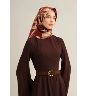 Armine Sura İpek Eşarp 9324 - 57 Bordo Karışık Desen