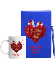 Sevgililer Gününe Özel Mavi Defter Kalem & Kupa Hediye Seti 33