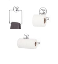 Hem Vantuzlu Hem Vidalı Banyo Aksesuarı 3 lü Set Kare Havluluk + Tuvalet Kağıtlığı + Kağıt Havlu Ask (Gümüş)