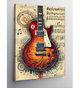 Kanvas Tablo Elektrik Gitar ve Nota
