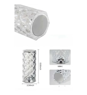 Mey İthalat® Yeni Nesil Modern Kristal Masa ve Gece Lambası Dokunmatik Renk Değiştirebilen