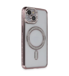 Apple İphone 13 Kılıf Joke Simli Magneticsafe Kılıf - Pembe