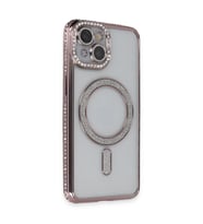 Apple İphone 13 Kılıf Joke Simli Magneticsafe Kılıf - Pembe