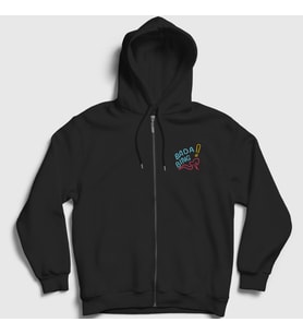 Presmono Unisex Siyah Bada Bing Sopranos Fermuarlı Kapüşonlu Sweatshirt 468888tt