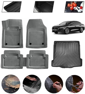 Ford Focus 5 Hatchback İnce Stepneli Uyumlu Paspas Araca Özel Bagaj Havuzu MBS Gri