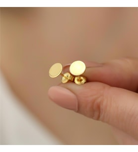 925 Ayar Gümüş Yuvarlak Plaka Küpe (Gold)