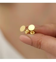925 Ayar Gümüş Yuvarlak Plaka Küpe (Gold)