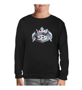 SF9 - Logo Crown Siyah Çocuk Sweatshirt