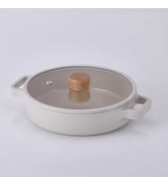 Neoflam Fika Alüminyum Bej Cam Kapaklı Döküm Tencere 26 Cm