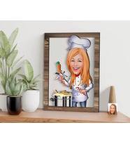 BK Gift Kişiye Özel Kadın Chef Karikatürlü 3D Ahşap Tablo, Sevgiliye Hediye, Arkadaşa Hediye, Yıl Dönümü Hediyesi, Doğum Günü Hediyesi-1
