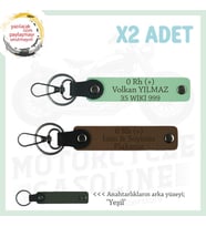 Motosiklet Severlere, İsim Plaka ve 0 Rh + Kan Grubu Yazılı, Motorcu x2 Anahtarlık, Kahve-Yeşil-Ysl (Çok Renkli)