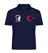 ATATÜRK AY YILDIZ BASKILI POLO YAKALI TİŞÖRT (Lacivert)