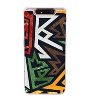Samsung Galaxy A80  Kamera Korumalı  Kapak Soyut Grafiti  Tasarımlı  Şeffaf Kılıf