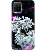 Vivo Y21a Kılıf Resimli Desenli Silikon Platinium Series Beyaz Çiçekler 1888