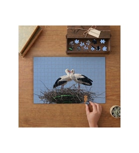 Yuvada Leylekler Tasarımı 240 parça Ahşap Puzzle Ahşap Kutuda MP09474