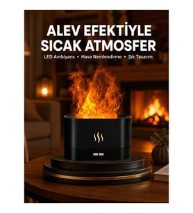 Mey İthalat® Modern Tasarımlı Alev Efektli LED Aromaterapi Hava Nemlendirici Yeni Nesil