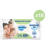 Molfix İzotonik Sulu Islak Mendil Ferah Temizlik 60'lı 18*60 1080 Yaprak