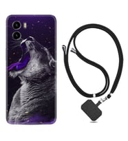 Vivo Y15S Y32 Y33S Y51 Y53S Kılıf Boyun Askılı Silikon Purple Leopar 1750
