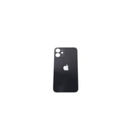 Uyumlu İphone 12 Arka Kapak Arka Kapak Lazer Kesim ( Pil Kapağı )  Cam -Siyah