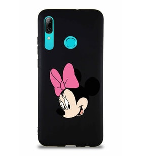 Huawei P Smart 2019 Soft Premier Kapak Minnie Mouse-B Tasarımlı Silikon Kılıf - Siyah (Şeffaf)