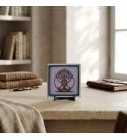 Modern Çizgilerle Hayat Ağacı ve Meditasyon Dekoratif Obje, Yaşam Alanınıza Özgün Tasarım 10x10 cm