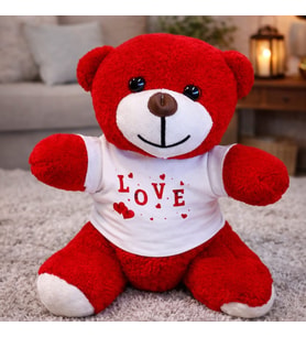 Love Tişörtlü Kırmızı Peluş Ayıcık