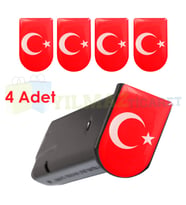 Türk Bayrak Şarjör Kapağı Sticker Damla Etiket Yapıştırma 4 Adet (4 x 2.4 Cm)