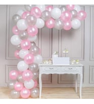Balon Zinciri Seti Gümüş Beyaz Pembe  101 Parça-