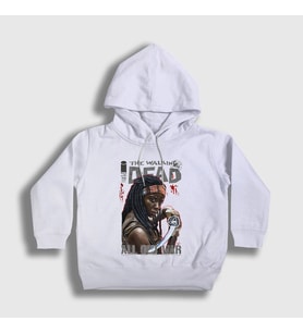 Presmono Unisex Çocuk Beyaz Fight Michonne The Walking Dead Kapüşonlu Sweatshirt 399727tt