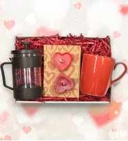 French Press & Kupa Bardak & Dekoratif Kalp  Mum Hediye Seti