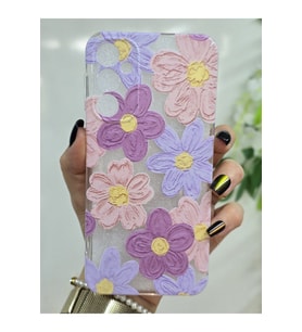 Samsung Galaxy A24 Uyumlu Pastel Renkli Çiçekler Desenli Şeffaf Telefon Kılıfı