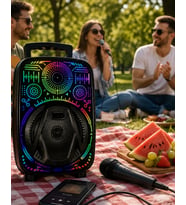 Karaoke Hoparlör Rgb Led Işıklı Usb Fm Radyo Destekli Taşınabilir Speaker