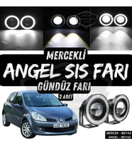 Renault Clio 3 2005-2013 Uyumlu Mercekli Angel Sis Farı Metal 76 mm Beyaz Halkalı Gündüz Farı 2 Adet