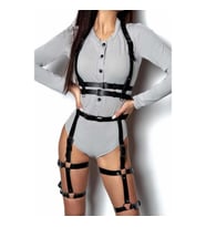 Bel Kemerli Alt Ve Üst Takım Deri Harness (Kırmızı)