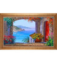 EV İŞYERİ OFİS İÇİN ALTIN ÇERÇEVELİ PASPARTULU TABLO VB672