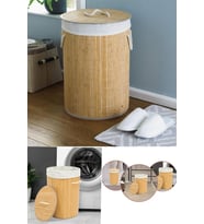Dekoratif Doğal Oval Banyo Bambu Kirli Çamaşır Sepeti