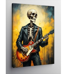 Kanvas Tablo Gitar Çalan İskelet