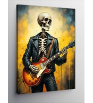 Kanvas Tablo Gitar Çalan İskelet