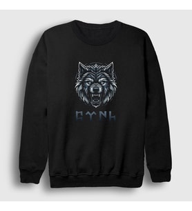 Presmono Unisex Siyah Göktürk Türk Yazılı Kurt Bozkurt Sweatshirt 475101tt
