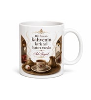 Kahvehane Muhabbeti Temalı Kupa Bardak Özel Tasarım Hediye Bardak